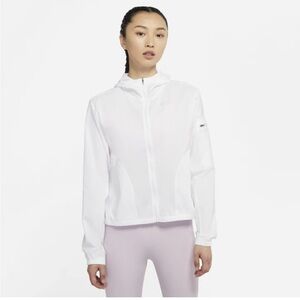 Nike Women's Sheer Lightweight White Running Windbreaker Jacket